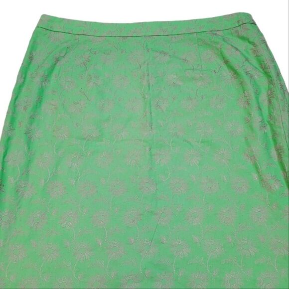 Vintage Liz Claiborne Floral Embroidered Spring Green Skirt Size 14 - Picture 3 of 6